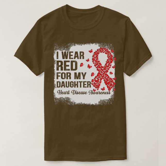 Camiseta Eu Visto Vermelho Para a minha filha suportar Doen (Frente do Design)