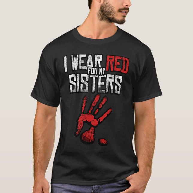 Camiseta Eu Visto Vermelho Para As Minhas Irmãs Nativo Amer (Frente)