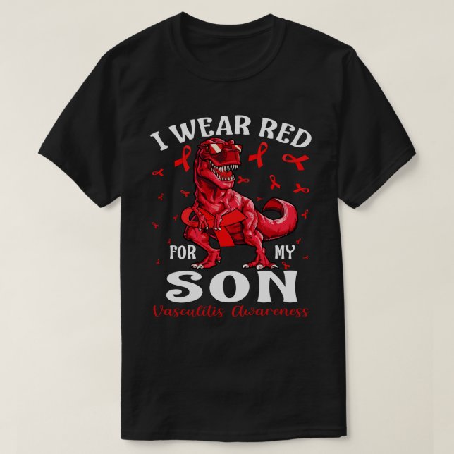 Camiseta Eu Visto Vermelho Para Meu FILHO Vasculite Sensibi (Frente do Design)