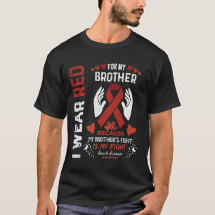 Camiseta Eu Visto Vermelho Para Meu Irmão Combatendo Doença
