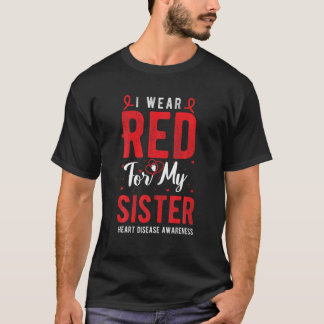 Camiseta Eu Visto Vermelho Para Minha Irmã Doença Cardíaca 