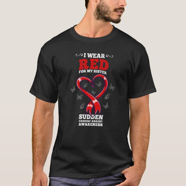 Camiseta Eu Visto Vermelho Para Minha Irmã Sca Sca Sleep Ca (Frente)