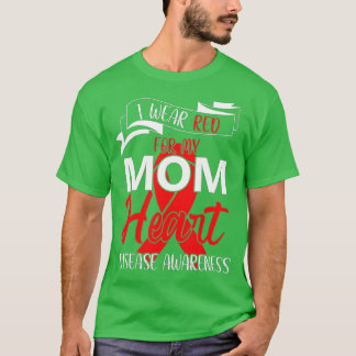 Camiseta Eu visto Vermelho para minha mãe Doença Cardíaca V
