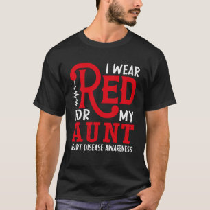 Camiseta Eu Visto Vermelho Para Minha Tia Americana Doença 