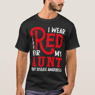 Camiseta Eu Visto Vermelho Para Minha Tia Americana Doença 
