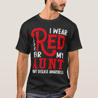 Camiseta Eu Visto Vermelho Para Minha Tia Americana Doença 