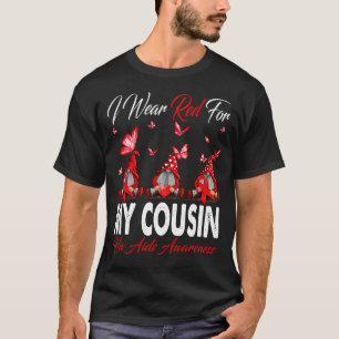 Camiseta Eu Visto Vermelho Para O MEU PRIMO Vih Aids Os Gno