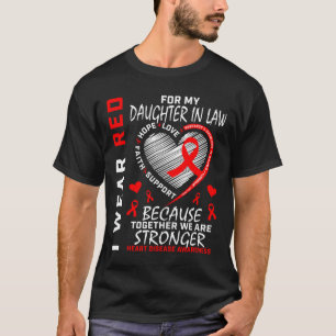 Camiseta Eu Visto Vermelho Pela Minha Filha Na Doença Cardí