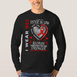 Camiseta Eu Visto Vermelho Pela Minha Irmã Em Lei Doença Ca