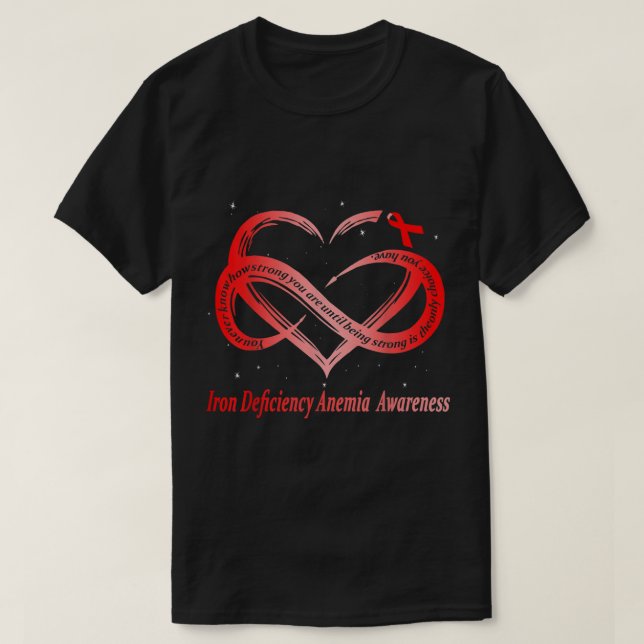 Camiseta Eu Visto Vermelho Por Deficiência De Ferro Anemia  (Frente do Design)