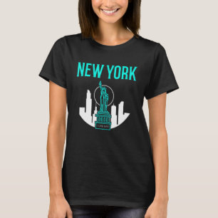 Camiseta Eu Vivo A Nova Iorque Skyline Statu Do Libert