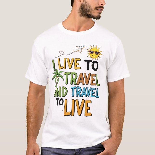 Camiseta Eu Vivo para Viajar e Viajo para Viver (Frente)