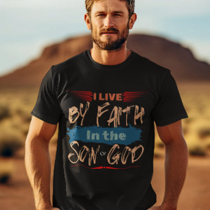 Camiseta Eu Vivo Pela Fé Deus Cristo Bíblia Gratidão