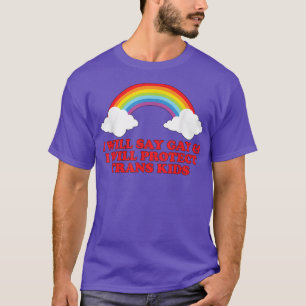 Camiseta Eu vou dizer gay e vou proteger as crianças trans 