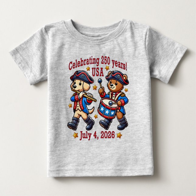 Camiseta EUA 250º Aniversário de Souvenir - Patriótico (Frente)