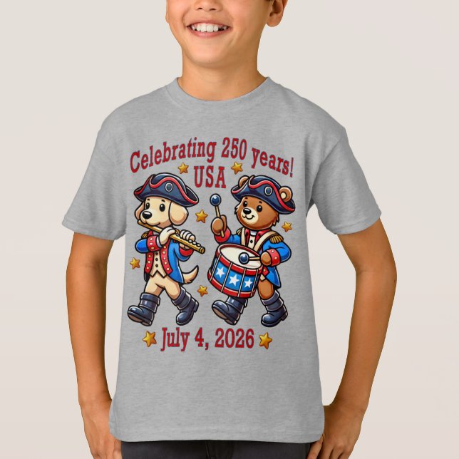 Camiseta EUA 250º Aniversário de Souvenir - Patriótico (Frente)