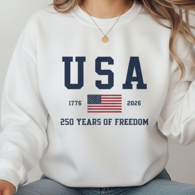 Camiseta EUA 250 Anos de Liberdade (USA 250 Years of Freedom Sweatshirt | 1776-2026 America Anniversary Shirt | 4th of July Patriotic)