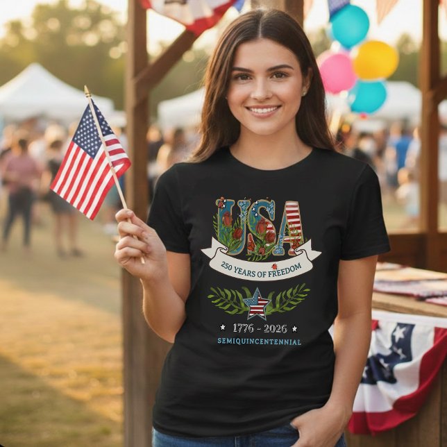 Camiseta EUA 250 Anos de Liberdade Botânico Patriótico (US 250 Years of Freedom Botanical Patriotic Tri-Blend Shirt)