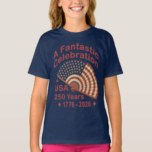 Camiseta EUA 250 Anos Design de Leque Patriótico – 1776-202