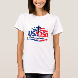 Camiseta EUA 250 Por Deus e País Design Patriótico de Fé