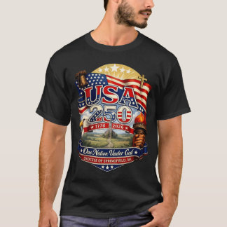 Camiseta EUA 250 Springfield MA Herança Patriótica American