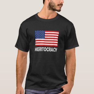 Camiseta EUA Bandeira Americana Meritocracy 4 de julho Patr