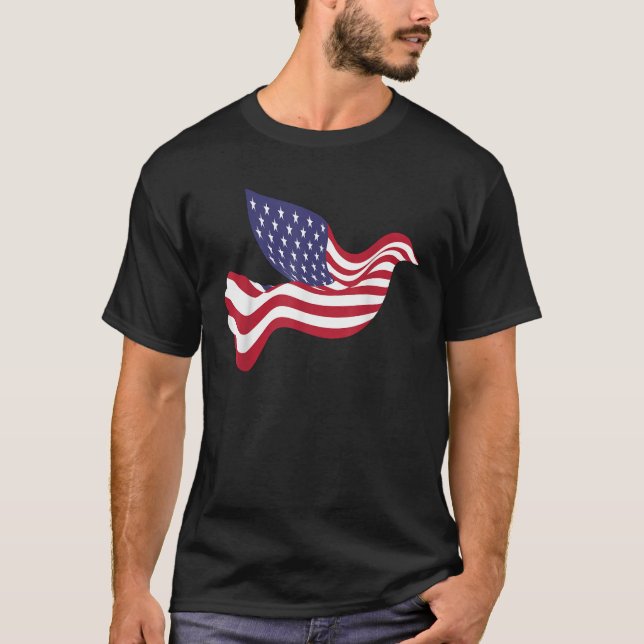 Camiseta EUA: Bandeira da Paz - América Patriota do Orgulho (Frente)