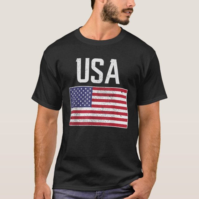 Camiseta EUA Bandeira Futebol Americano Homens Mulheres Men (Frente)