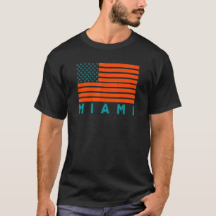 Camiseta EUA Bandeira Miami OrangeTeal-GreenBlue Miami FL A