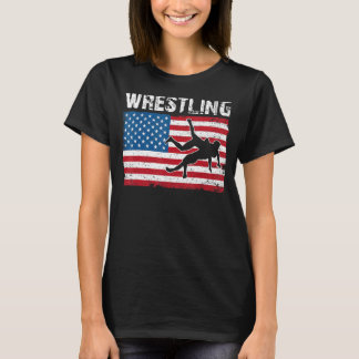 Camiseta EUA Bandeira Patriótica Wrestle Wrestli