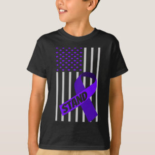 Camiseta EUA Bandeira roxa Fita Pancerâmica Sensibilização
