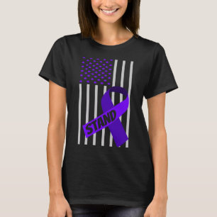 Camiseta EUA Bandeira roxa Fita Pancerâmica Sensibilização