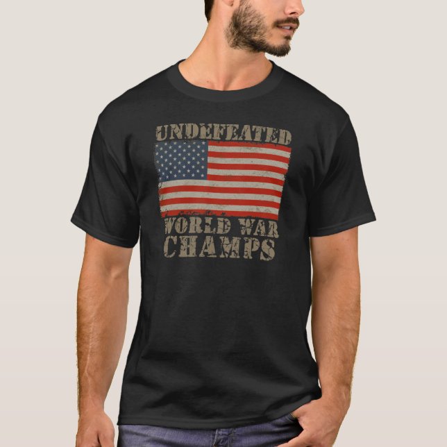 Camiseta EUA, campeões invictos da guerra mundial (Frente)