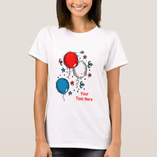 Camiseta EUA - Celebrar Balões Azuis Brancos Vermelhos