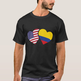 Camiseta EUA Colômbia Flag Heart Colombian American Love Gi