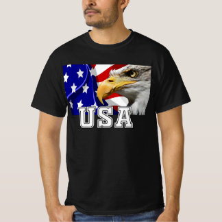 Camiseta EUA com bandeira americana e vigilante Eagle T-Shi
