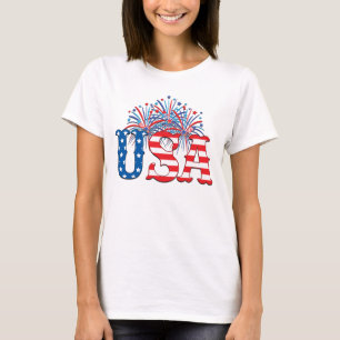 Camiseta EUA com fogos de artifício