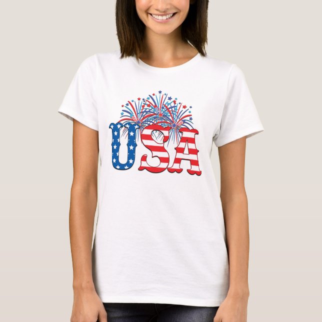 Camiseta EUA com fogos de artifício (Frente)