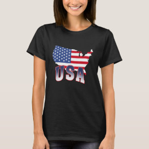 Camiseta EUA com Mapa de Bandeira EUA Patriótico Americano