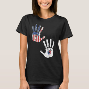 Camiseta EUA Coreia do Sul Sinalizador de impressão de mão 