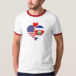 Camiseta EUA Costa Rica Bandeiras do coração Patrimônio His