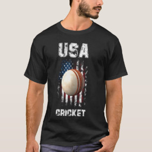 Camiseta EUA Cricket American Flag Retro Cricketer Patrioti
