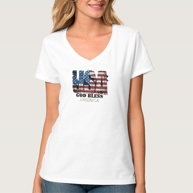 Camiseta EUA Deus Abençoe a América  (Frente)
