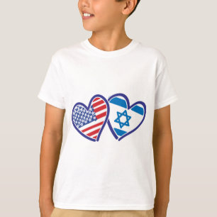 Camiseta EUA e bandeira do coração de Israel
