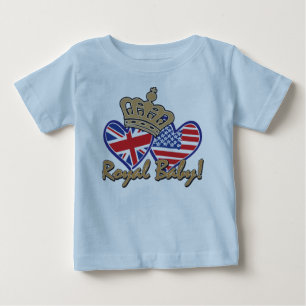 Camiseta EUA e bebê real dos corações BRITÂNICOS da