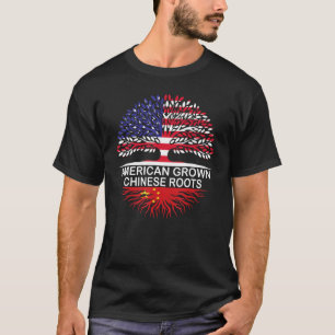 Camiseta EUA e China sinalizam Raízes Chinesas Americanas C