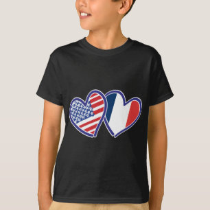 Camiseta EUA e corações do amor de France