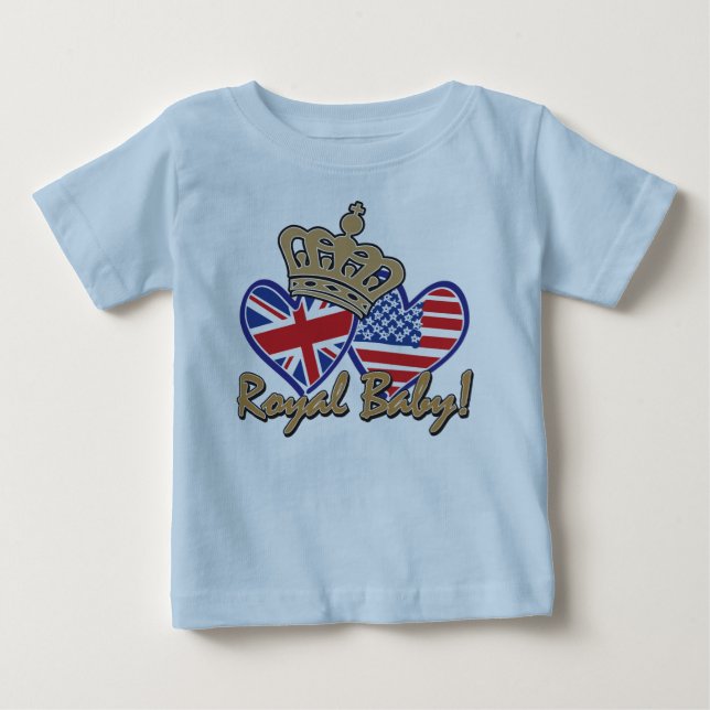 Camiseta EUA e Reino Unido Flag Hearts Royal Baby (Frente)