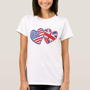 Camiseta EUA e Reino Unido Loving Hearts