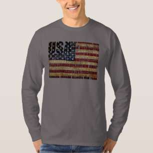 Camiseta EUA e seus estados em Estrelas e Stripes